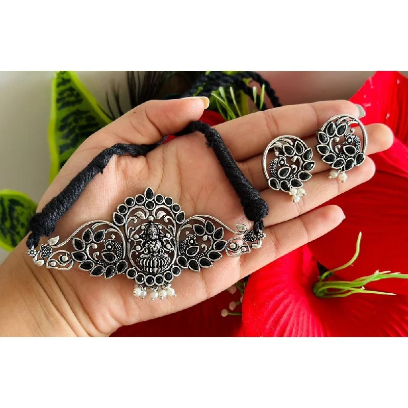 Limited-Time Offer On Elegant Jewelry Pieces Akruti Collection Oxidised Plated Pota Stone Temple Choker Necklace Set