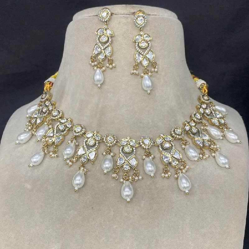 Jewelry Deals That Outshine The Rest Amoliya Jewels Gold Plated Brass Polki Kundan Necklace Set