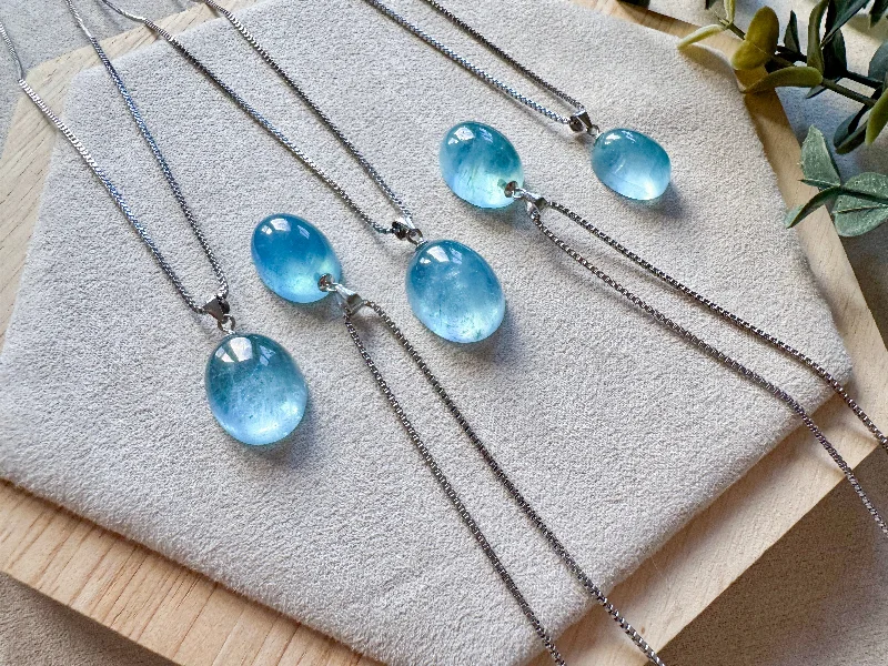 Affordable Luxury Jewelry For Every Occasion Aquamarine Oval Drop Sterling Necklace