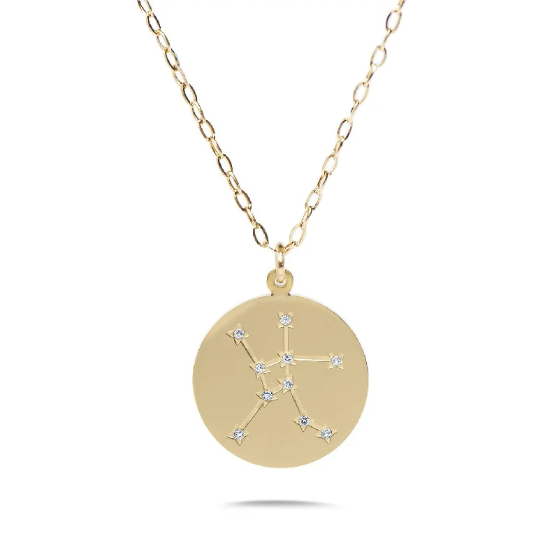 Personalized Jewelry At Special Discount Rates CANCER - 14k Shiny Gold Plated with CZ Stones Zodiac Sign Necklace