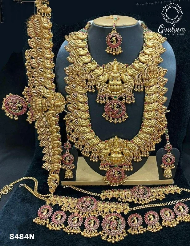 Shop Stylish Jewelry Now And Save Big Exclusive Premium Gold finish necklace Combo set Bridal set 1st quality only 8484N