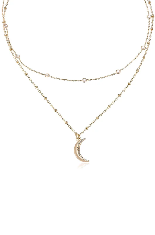 Discounted Jewelry For A Glamorous Look Crescent Moon Layered Pendant Necklace