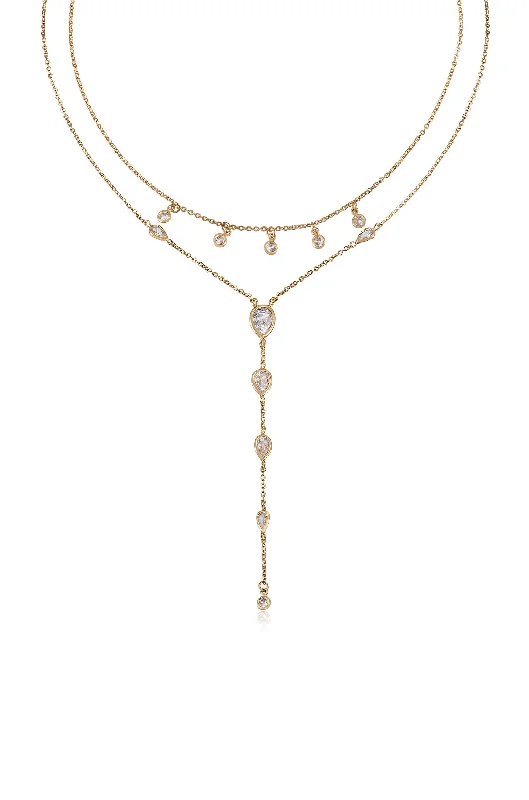 Holiday Jewelry Sale – Perfect Gifts At The Best Prices Draped in Bezel Crystal Lariat Necklace Set