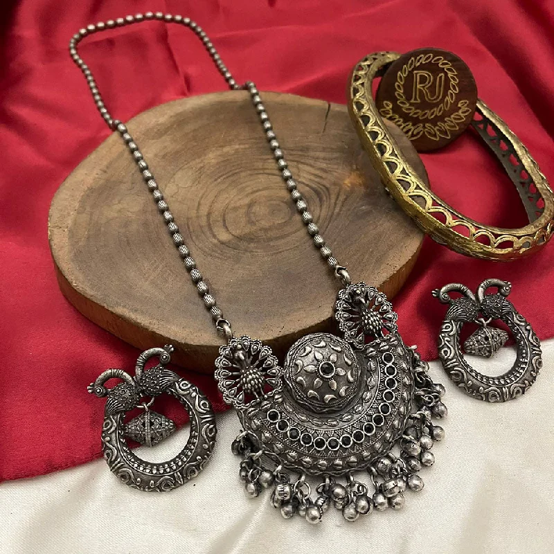 Exclusive Jewelry Bundles At Discounted Prices FS Collection Oxidised Plated Pota Stone Long Necklace Set