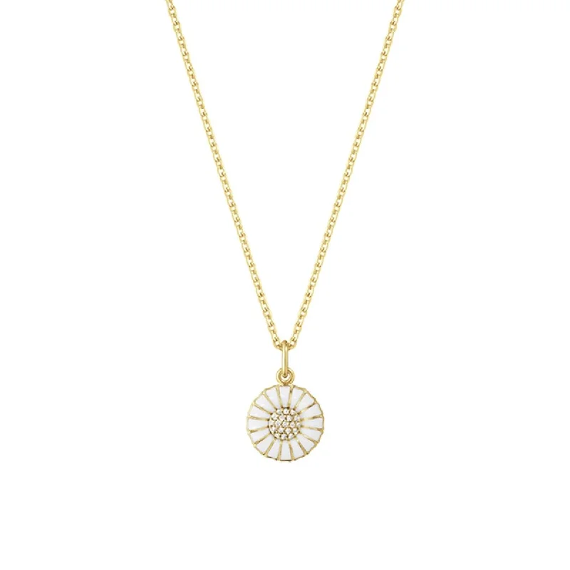 Premium Jewelry At Promotional Prices – Shine Today Daisy 11 mm Gold Plated Necklace w. Diamonds, 0.05ct