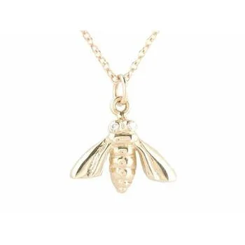 The Jewelry Sale You've Been Waiting For Is Here Gold Bee Necklace with Pave Diamond Eyes