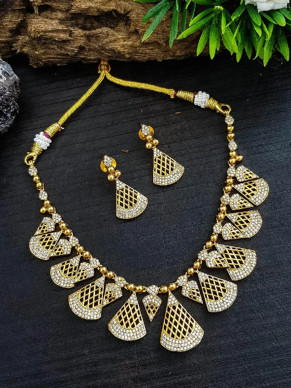 Special Jewelry Deals – Upgrade Your Collection Gold plated Light weight Jaali work Necklace Set