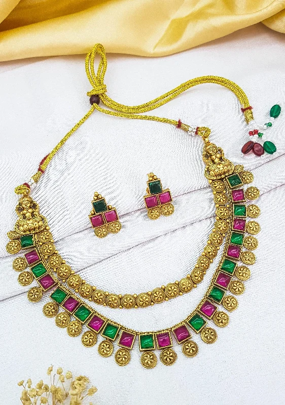 Fashion-Forward Jewelry At Incredible Prices Gold plated Multi colored stone Necklace Set