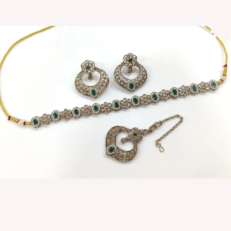 Stunning Jewelry At A Fraction Of The Price Hira Collections Gold Plated Crystal Stone And Pearls Choker Necklace Set