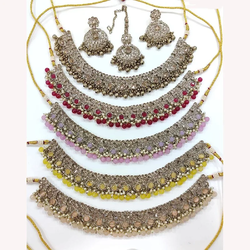 Limited-Stock Jewelry Sale – Once It's Gone, It's Gone Hira Collections Gold Plated Crystal Stone And Pearls Choker Necklace Set