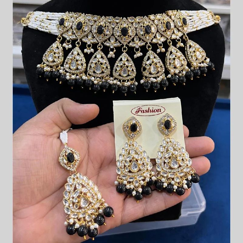 High-End Jewelry, Now More Affordable Than Ever Hira Collections Gold Plated Kundan Stone And Pearls Choker Necklace Set