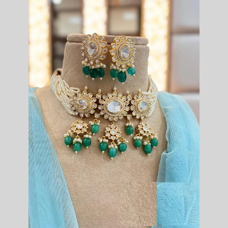 Chic And Stylish Jewelry At Discounted Prices Jewel Addiction Gold Plated Polki Kundan And Beads Choker Necklace Set