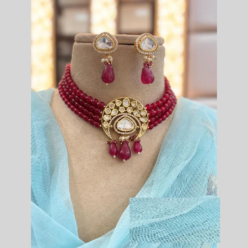 Affordable Glamour – Must-Have Jewelry At Special Rates Jewel Addiction Gold Plated Polki Kundan And Beads Choker Necklace Set