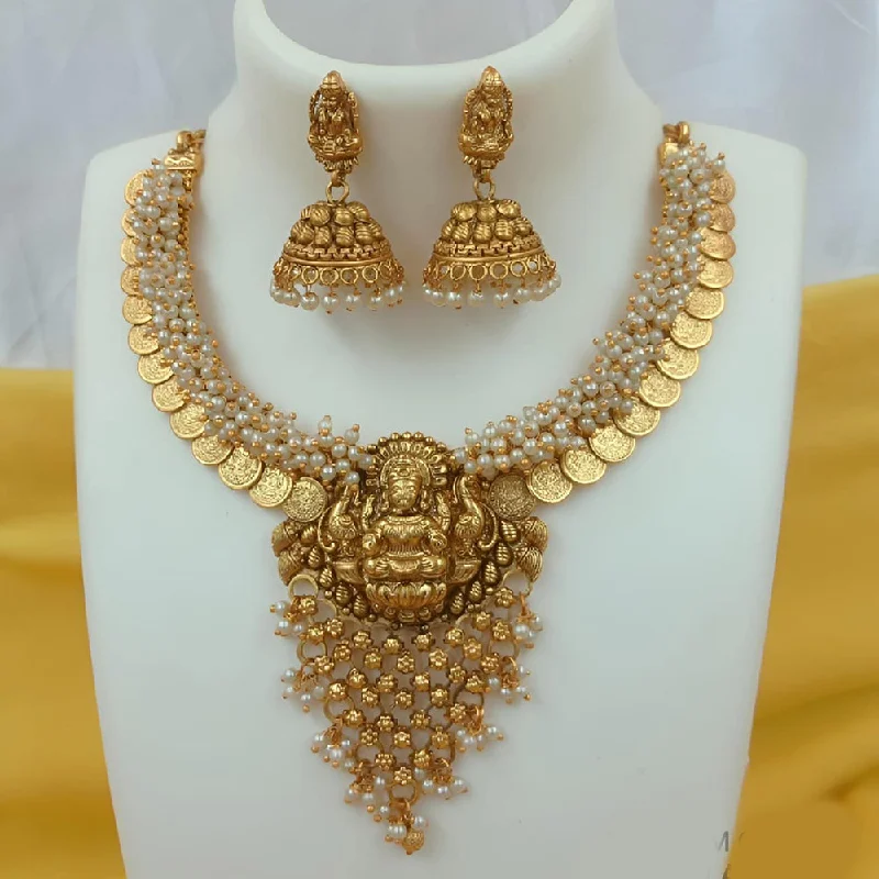 Dazzling Deals On Necklaces, Bracelets, And More Joyful Jewel Art Matte Gold Plated Pearls Temple Necklace Set