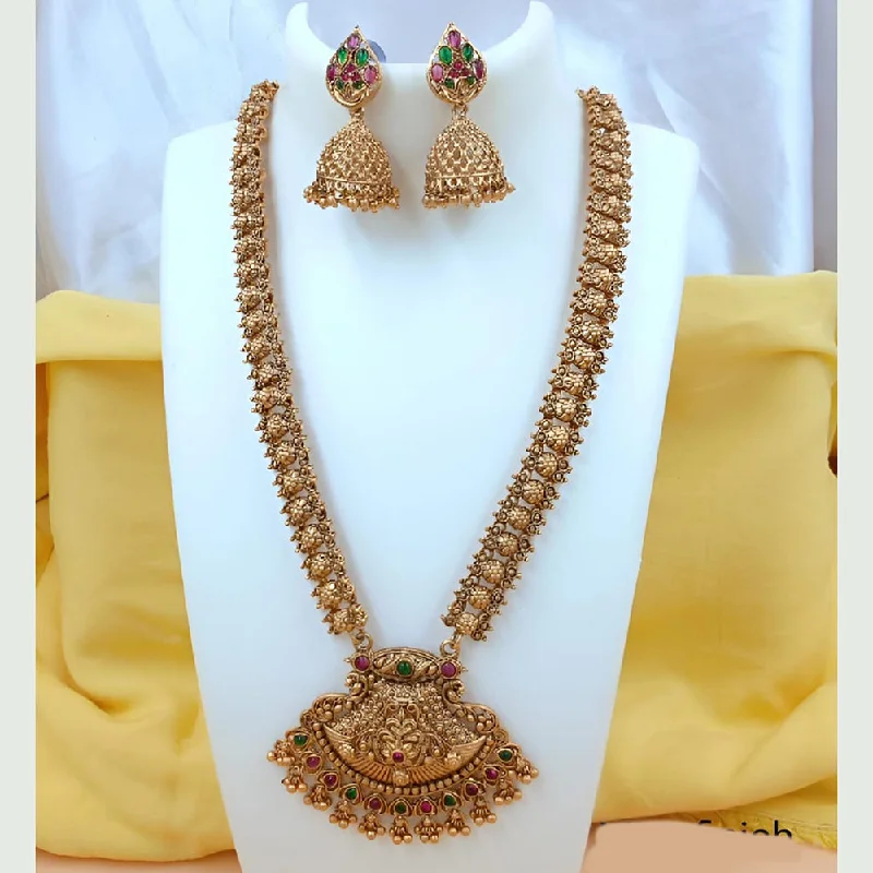 Affordable Glamour – Must-Have Jewelry At Special Rates Joyful Jewel Art Matte Gold Plated Pota Stone Long Necklace Set