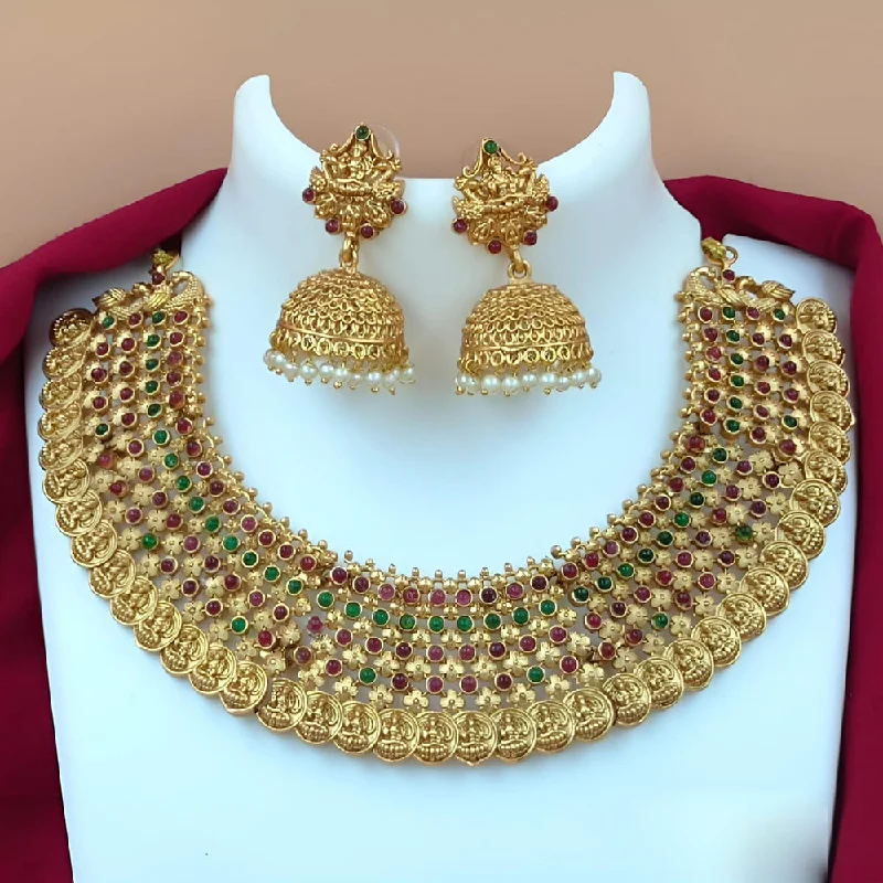 The Jewelry Sale You've Been Waiting For Is Here Joyful Jewel Art Matte Gold Plated Pota Stone Temple Necklace Set