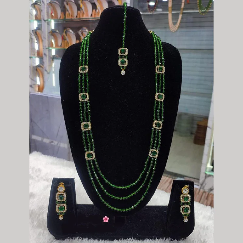 Grab Your Dream Jewelry At The Lowest Prices Lucentarts Jewellery Gold Plated Austrian Stone And Beads Long Necklace Set