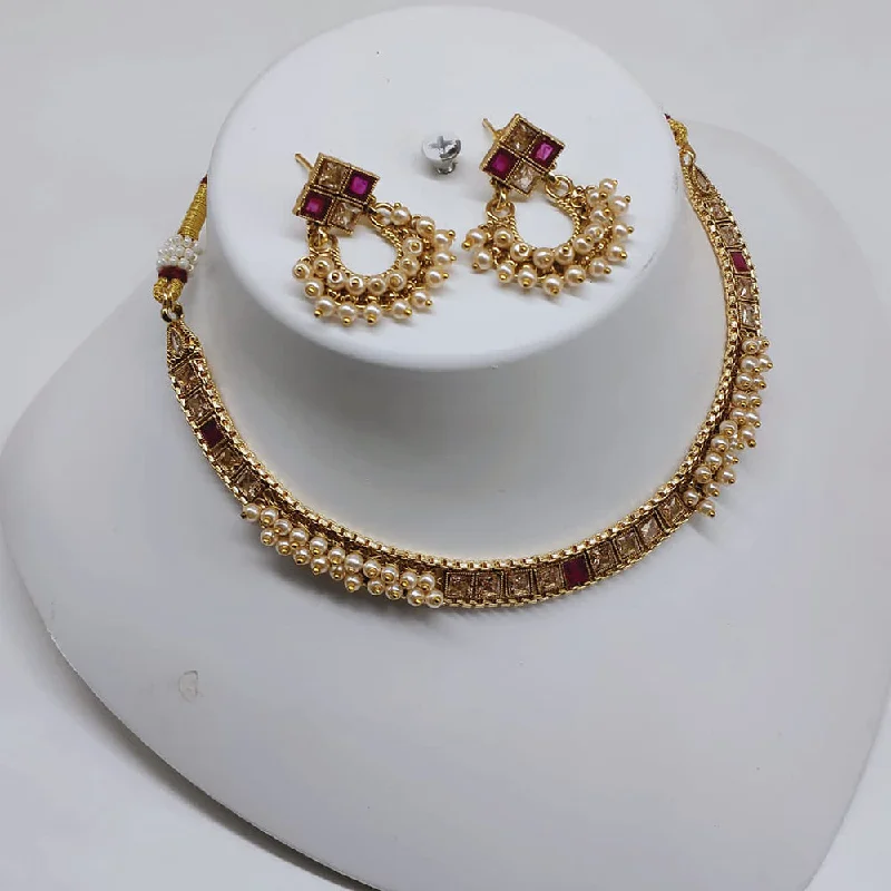 Personalized Jewelry Sale – Unique Gifts At Low Prices Lucentarts Jewellery Gold Plated Crystal Stone And Pearls Choker Necklace Set