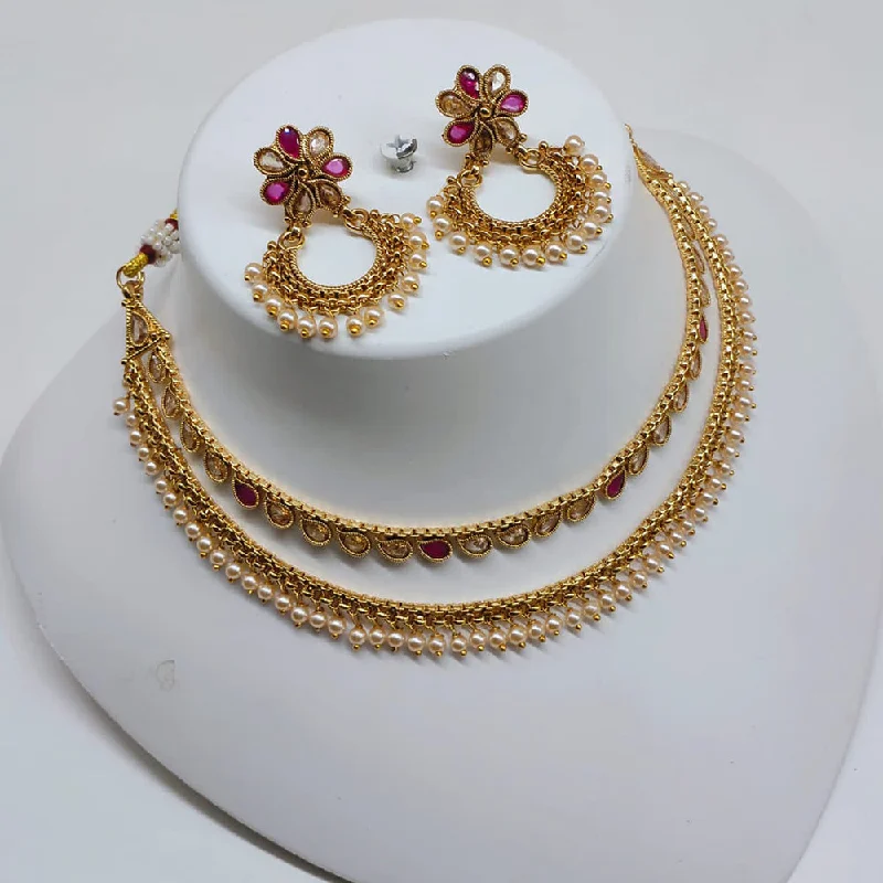 Trending Jewelry Now At Unbeatable Prices Lucentarts Jewellery Gold Plated Crystal Stone And Pearls Choker Necklace Set