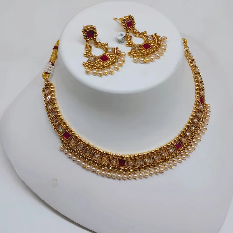 Limited-Time Jewelry Discounts – Shine Without The Splurge Lucentarts Jewellery Gold Plated Crystal Stone And Pearls Choker Necklace Set