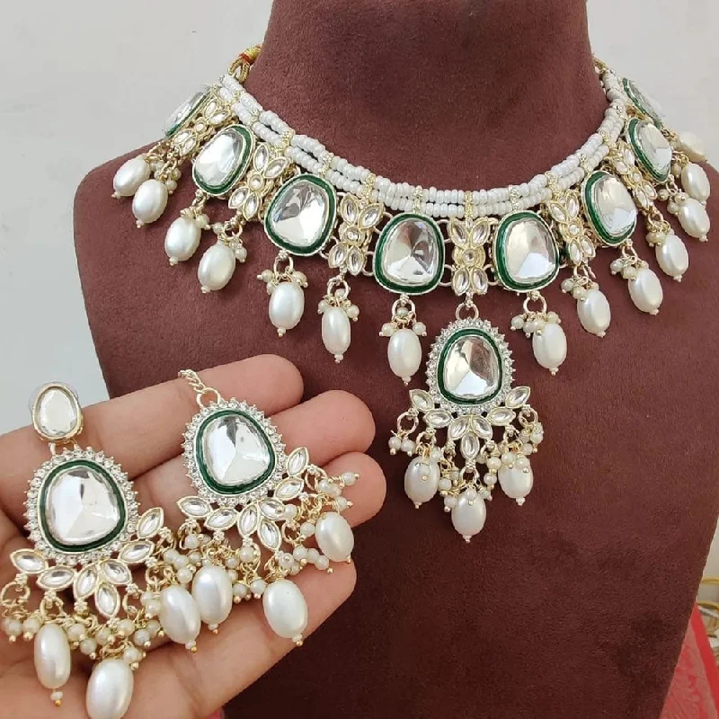 Premium Jewelry Now Available At Special Discounts Lucentarts Jewellery Gold Plated Kundan And Pearl Choker Necklace Set