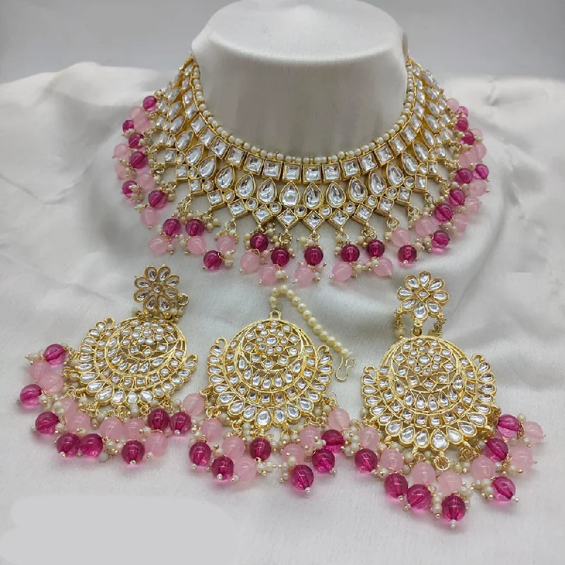 Handcrafted Beauty At Affordable Prices Lucentarts Jewellery Gold Plated Kundan Stone And Pearls Choker Necklace Set