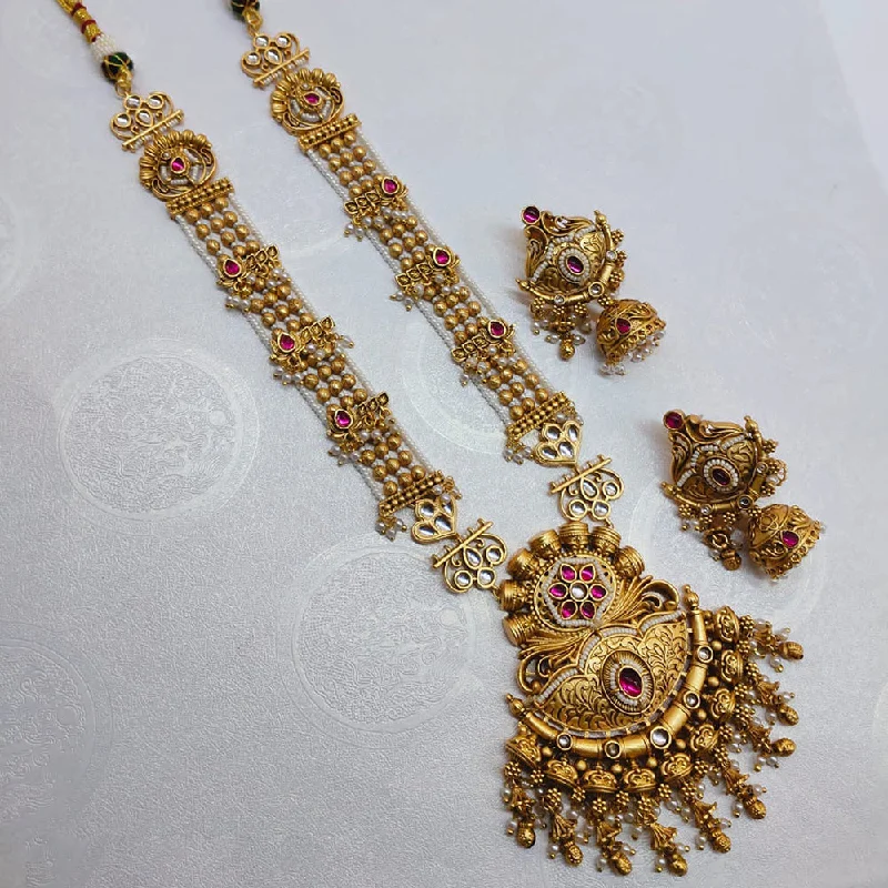 Shine In Style – Shop Jewelry Discounts Today Lucentarts Jewellery Gold Plated Kundan Stone And Pearls Long Necklace Set