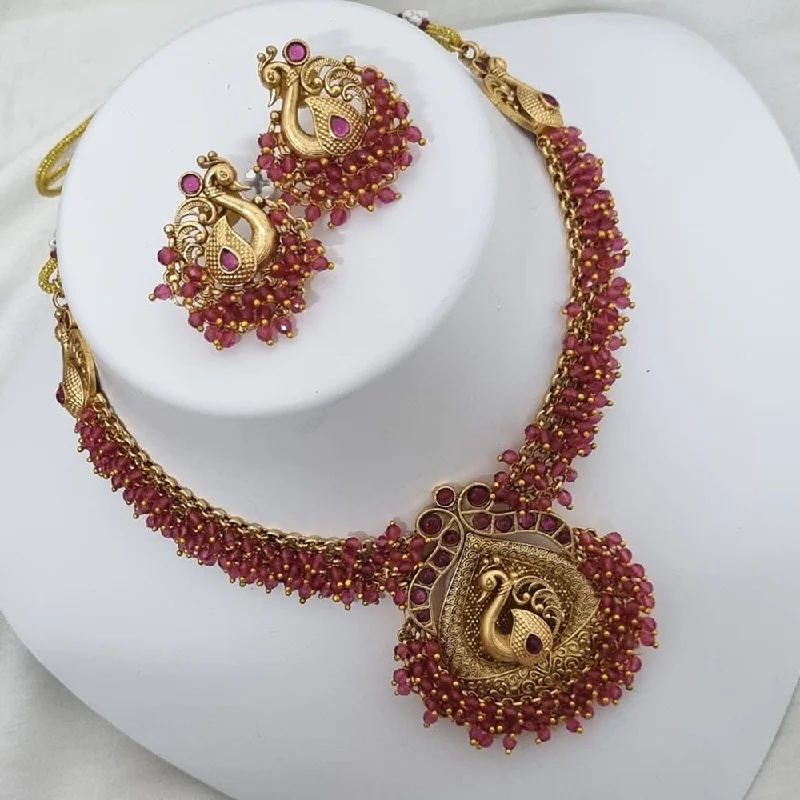 Shop Dazzling Jewelry At The Best Prices Lucentarts Jewellery Gold Plated Pota Stone And Pearl Necklace Set