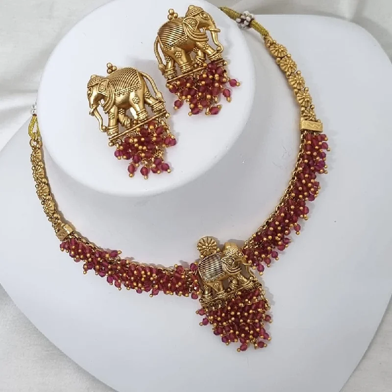 Handcrafted Jewelry Sale – Unique Designs At Low Prices Lucentarts Jewellery Gold Plated Pota Stone And Pearl Necklace Set