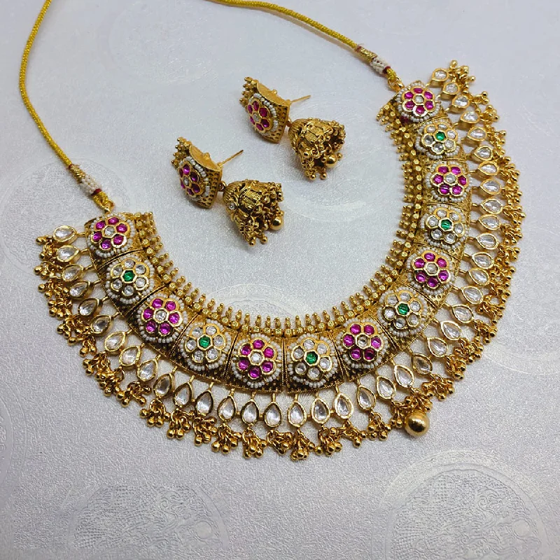 Timeless Jewelry Styles At Wallet-Friendly Prices Lucentarts Jewellery Gold Plated Pota Stone And Pearls Necklace Set