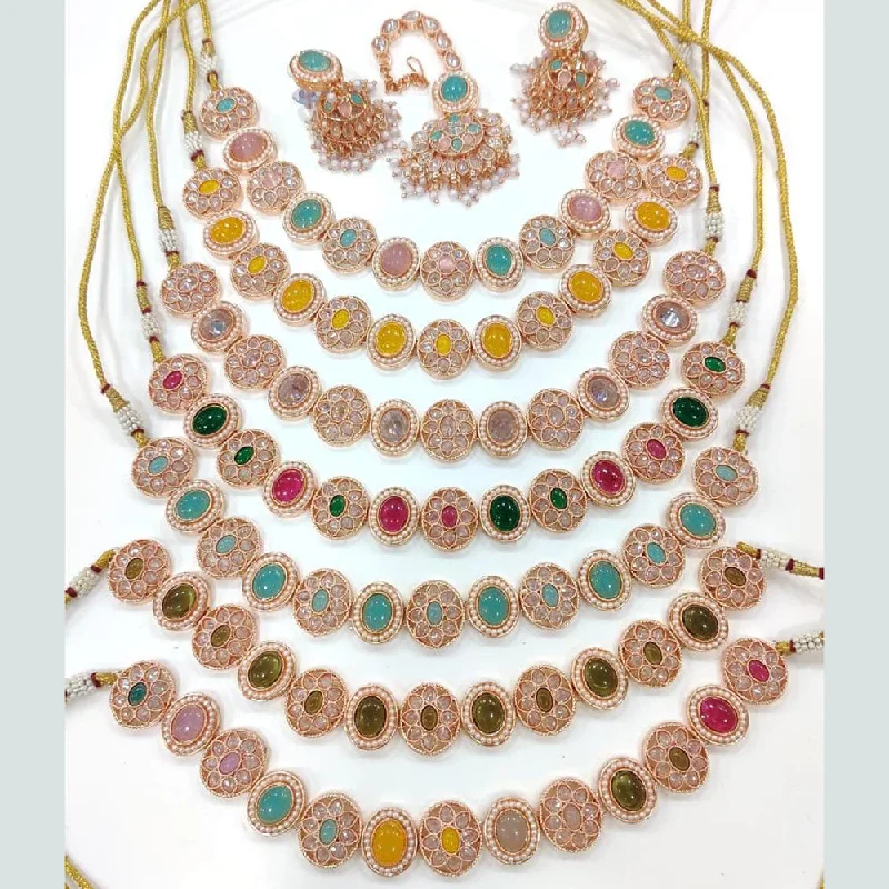 Affordable Elegance – Special Jewelry Sale Now Live Manisha Jewellery Gold Plated Crystal Stone Necklace Set (1 Piece Only)