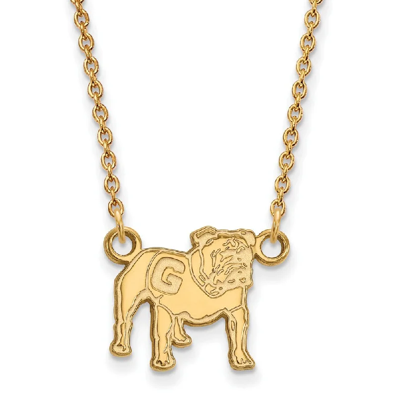 Special Sale On Handcrafted Jewelry – Shop Today 14k Gold Plated Silver U of Georgia Small Bulldog Necklace