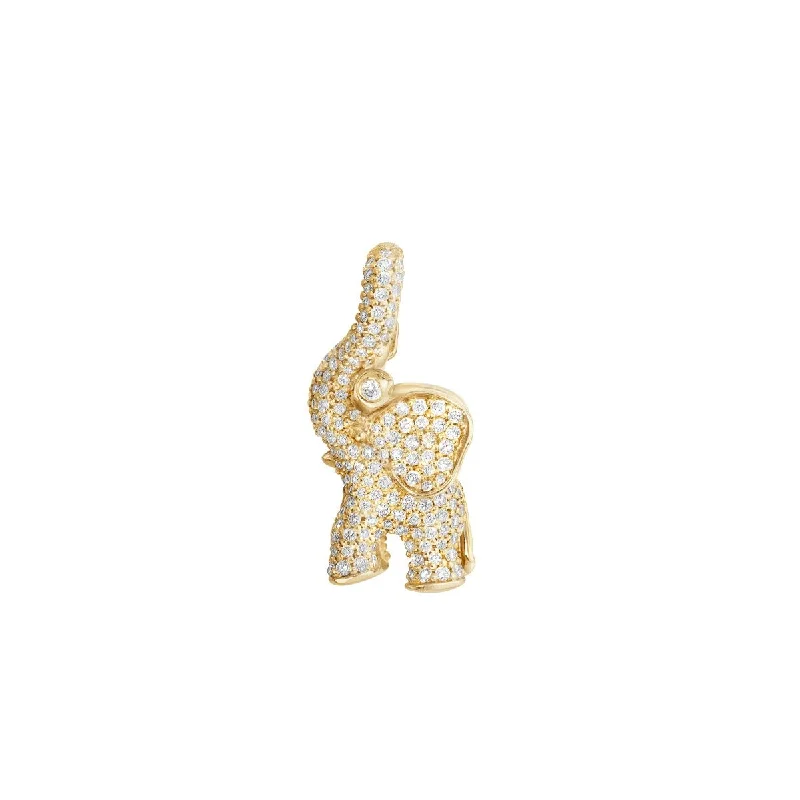 Big Discounts On Elegant Jewelry Collections Medium Elephant Charm Pavé 18K Gold Pendant w. Diamonds