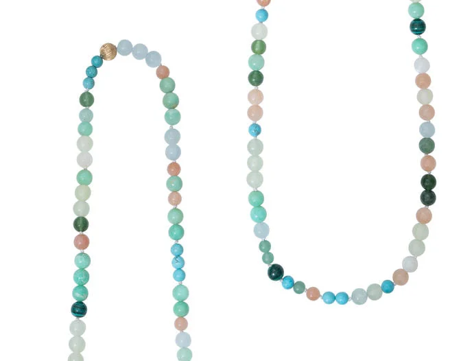 Glamorous Jewelry, Glamorous Deals – Shop Now Bead collier Pearls, Turquoise 90 cm.