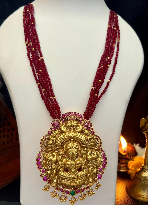 Elegant Necklaces And Bracelets At Limited-Time Offers Premium Timeless Collection Temple Pendant with Crystal Mala Necklace Set