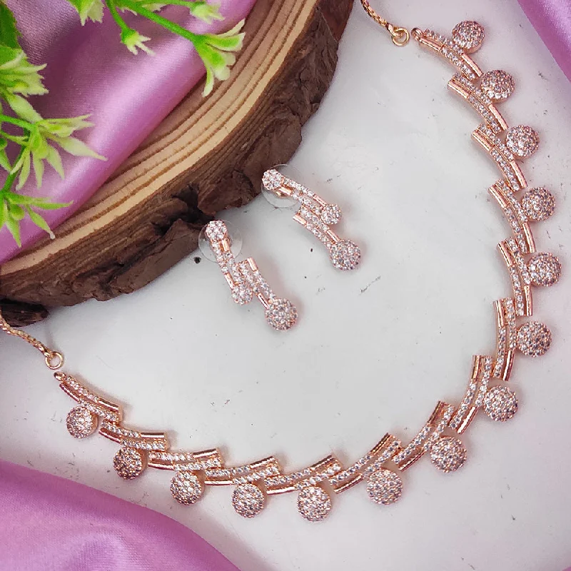 Grab Your Dream Jewelry At The Lowest Prices Raj Creations Rose Gold Plated Austrian Stone Necklace Set