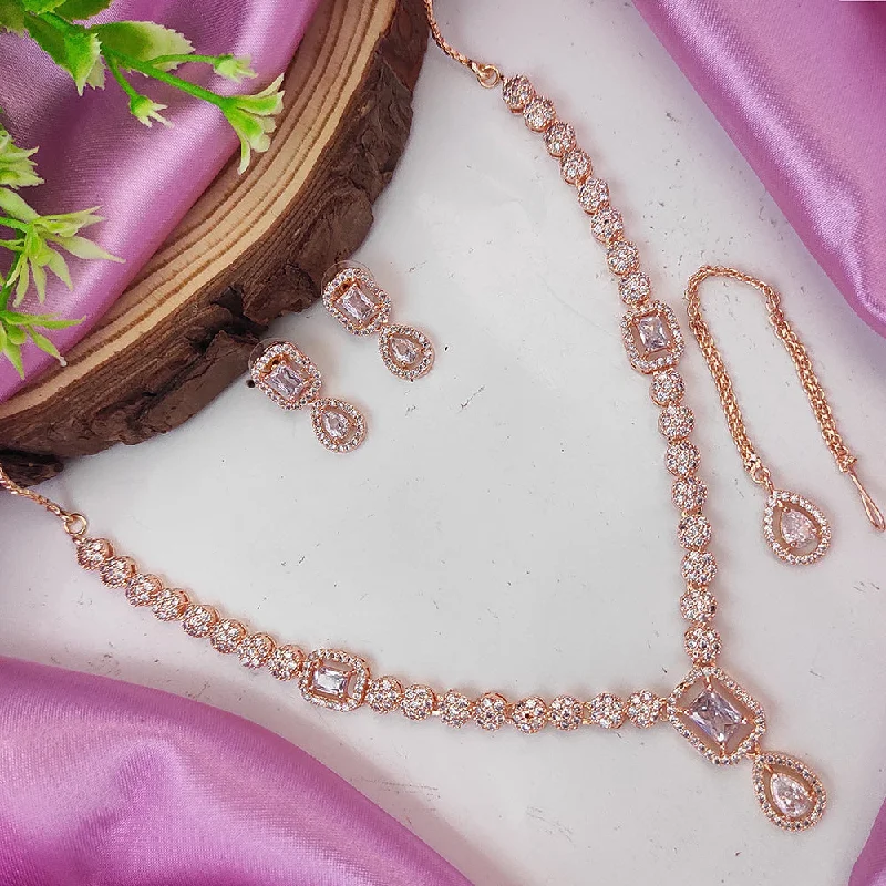 Shop Trending Jewelry With Exclusive Savings Raj Creations Rose Gold Plated Austrian Stone Necklace Set