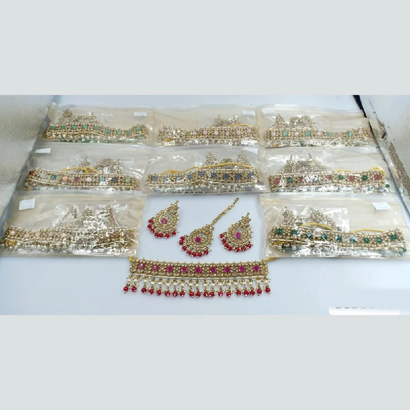 Elegant Jewelry, Exclusive Prices – Shop Now Rani Sati Jewels Gold Plated Crystal Stone And Pearl Choker Necklace Set