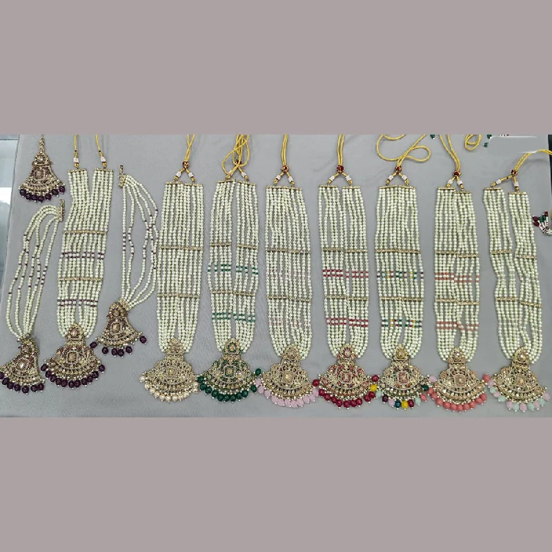 Handcrafted Jewelry Sale – Unique Designs At Low Prices Rani Sati Jewels Gold Plated Crystal Stone And Pearls Long Necklace Set