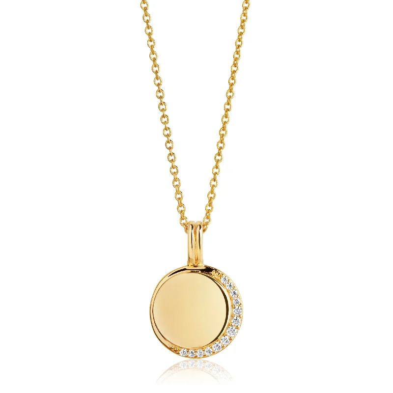 Shop Modern Jewelry Collections With Exclusive Discounts Portofino round Gold Plated Necklace w. White Zirconias