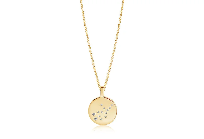 Bohemian-Inspired Jewelry For Free-Spirited Fashion Zodiaco Virgo Gold Plated Necklace w. White Zirconias