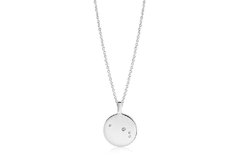 Dainty Floral Jewelry For Feminine Elegance Zodiaco Aries Silver Necklace w. White Zirconias