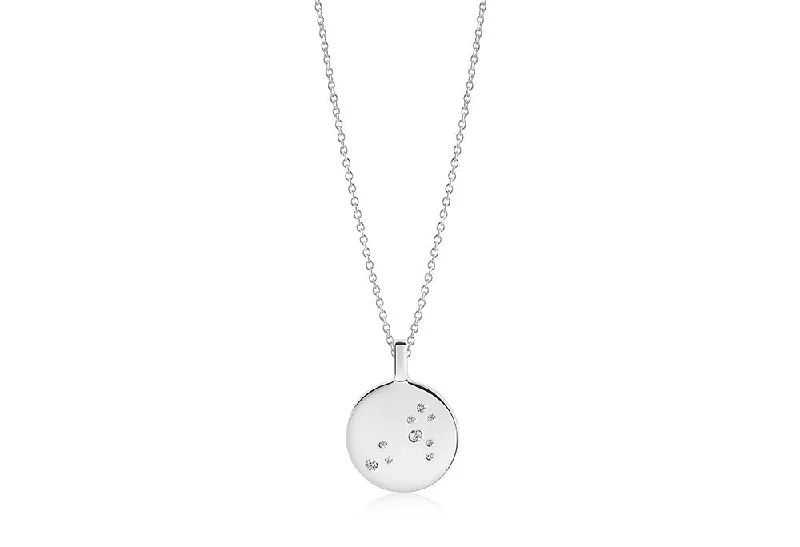 Versatile Layering Jewelry For Effortless Chic Zodiaco Leo Silver Necklace w. White Zirconias