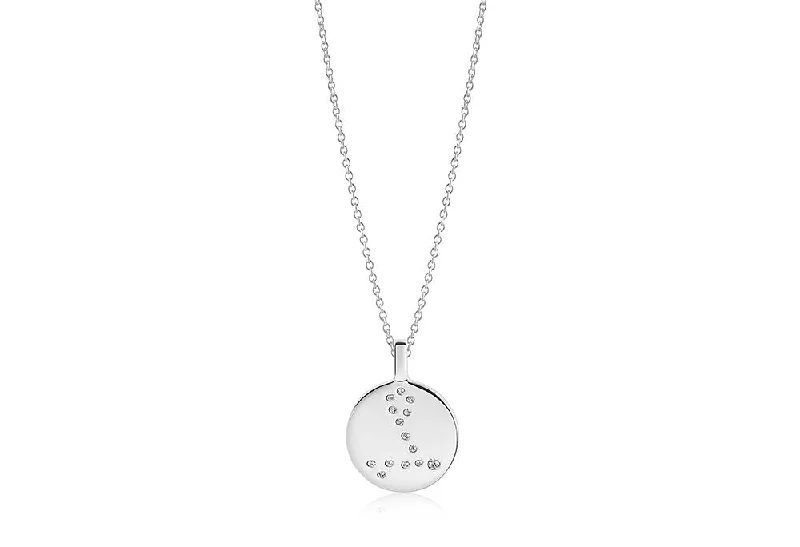 Big Savings On Your Favorite Jewelry Pieces Zodiaco Pisces Silver Necklace w. White Zirconias