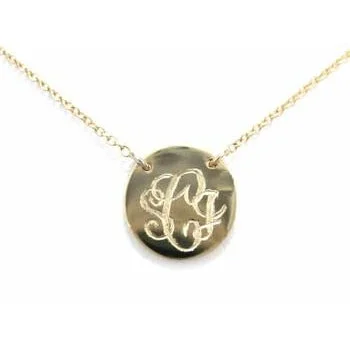 Personalized Engraved Jewelry For Meaningful Gifts Small Monogram Script Disc Necklace