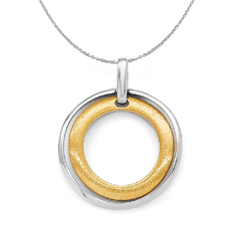 Exclusive Jewelry Sale – Grab Timeless Pieces Now Sterling Silver & 24k Gold Tone Plated Bent Circle 30 x 37mm Necklace