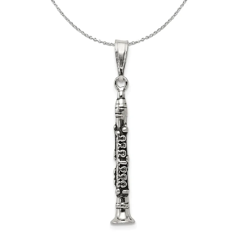 Shop Fine Jewelry With Exclusive Savings Sterling Silver 3D Antiqued Clarinet Necklace