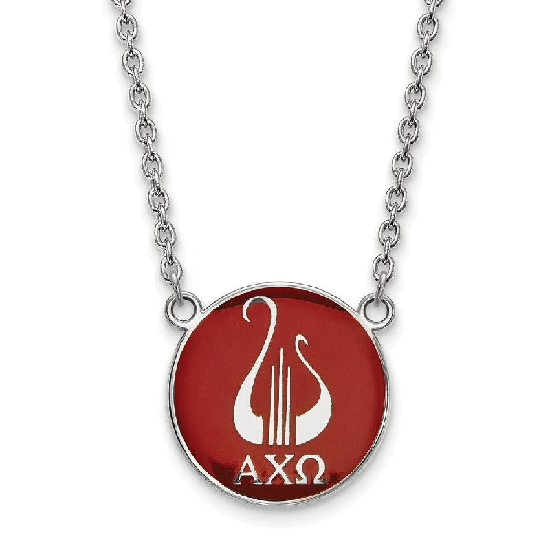 Shine In Style – Shop Jewelry Discounts Today Sterling Silver Alpha Chi Omega Large Red Enamel Logo Necklace