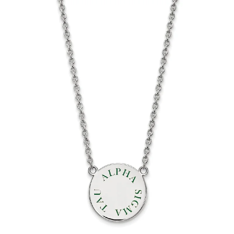 Sparkle On A Budget – Fine Jewelry For Less Sterling Silver Alpha Sigma Tau Large Green Enamel Necklace