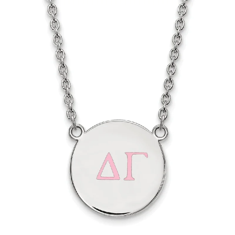 Your Dream Jewelry At Dream Prices Sterling Silver Delta Gamma Large Pink Enamel Greek Letters Necklace